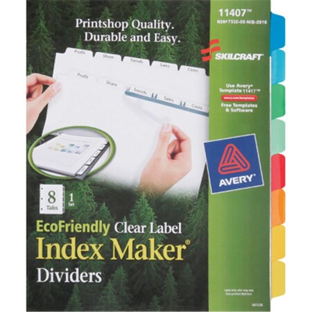Made-To-Stick 753001 8-Tab Avery Index Dividers Assorted Color MA3746272